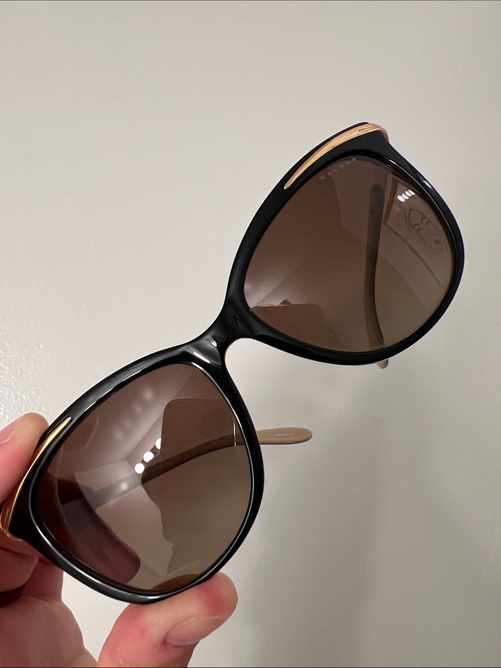 Ralph Lauren Black Frame Sunglasses with Brown Lenses